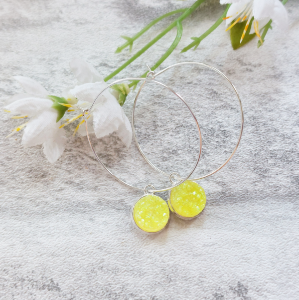 Neon Yellow Hoop Earrings - main product image