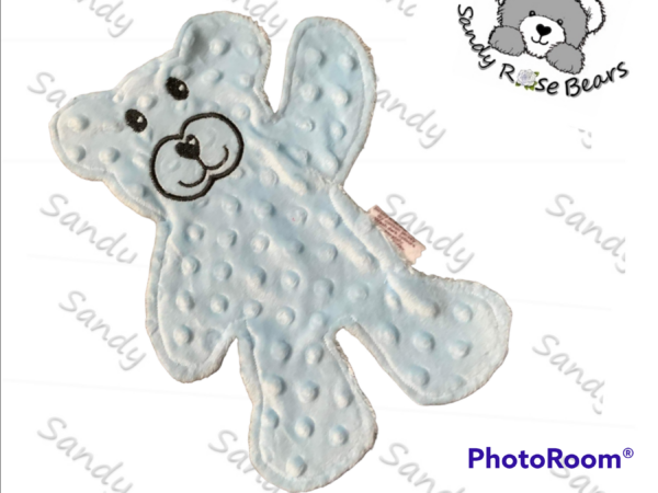 Snuggle bear Lovey, personalised mini teddy blanket, preemie comforter,teddy shaped blanket, - product image 3