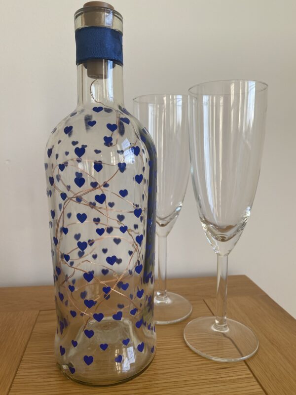 Light Up Bottle – Blue Heart Design - main product image