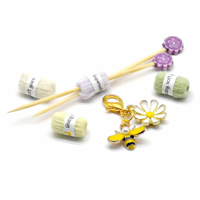 Flower and Bee Stitch Marker - main product image