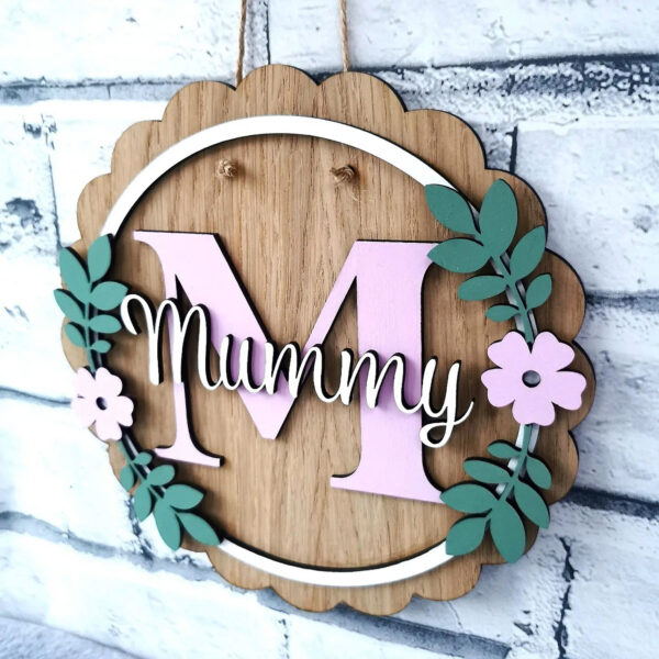 Mothers Day Wood Plaque Round Mummy Nanny Granny Hanging Sign Floral Decoration Gift - product image 3