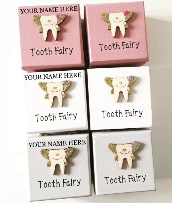 Tooth Fairy Box Personalised Wooden Trinket Box Teeth Holder for Tooth-Fairy Children Keepsake - main product image