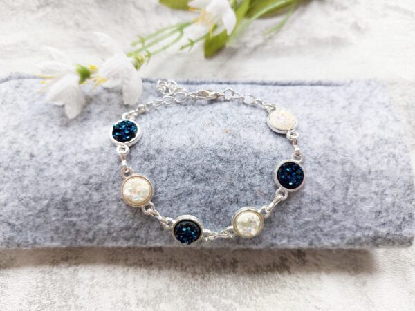 Navy and White Druzy Bracelet - main product image