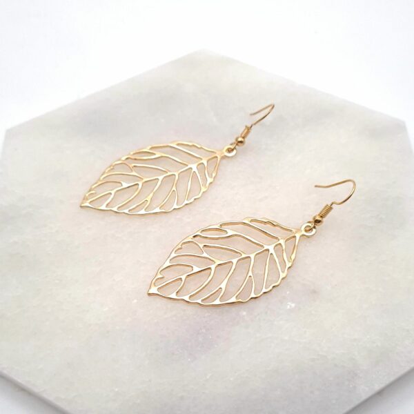 Gold Leaf Earrings Gold Dangle Earrings - product image 4