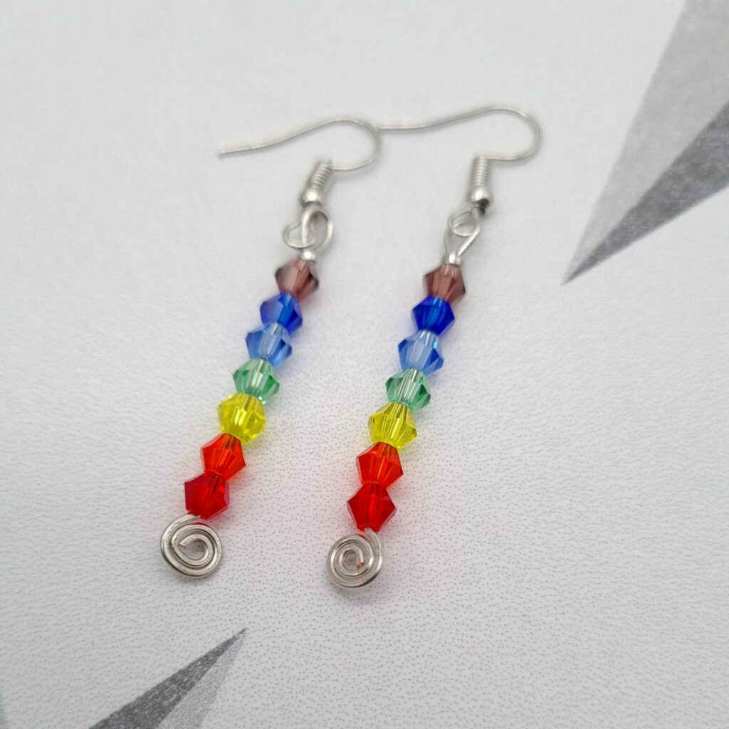 Handcrafted Rainbow Dangle Silver Earrings