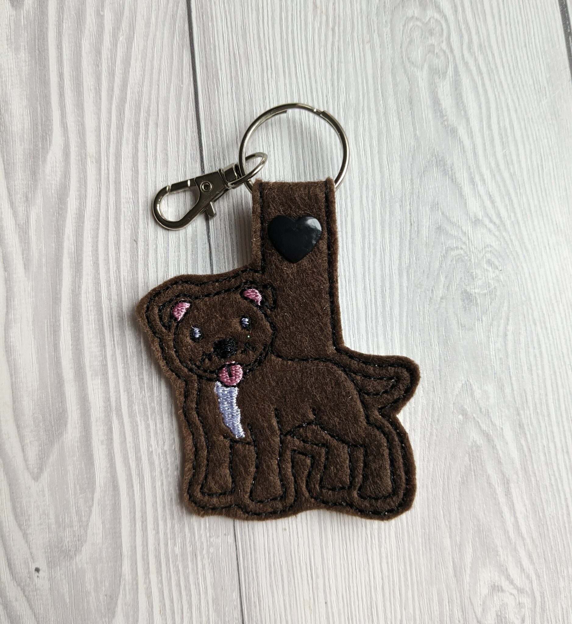 Cute Staffy dog keyring, Staffordshire Bull Terrier - main product image