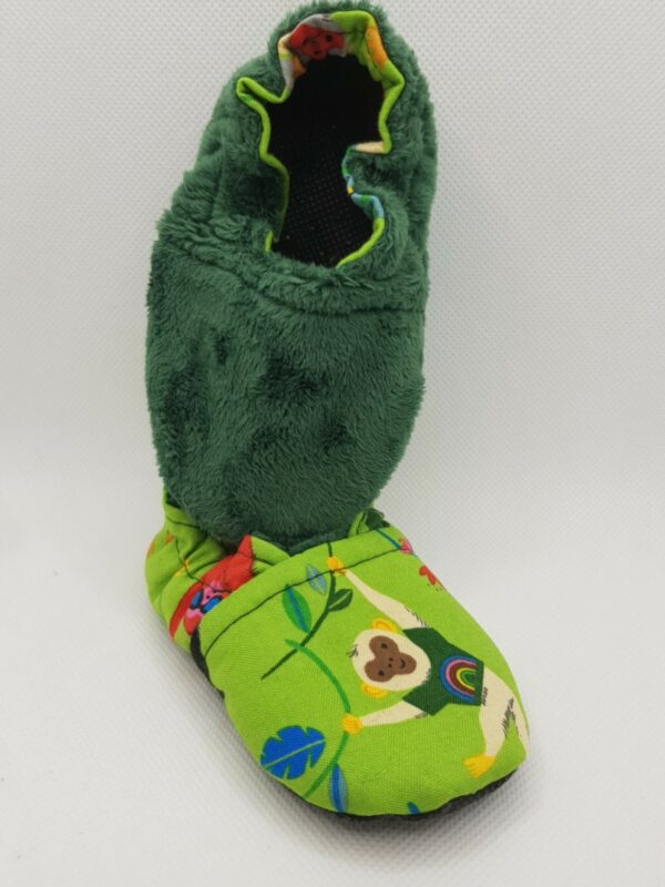 Toddler Slippers. ‘Monkin’ Around’ (green) (age 3-6 months 12cm / UK size 1 / EU size 17) - product image 2