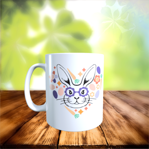 Retro Easter Bunny With Glasses Spring Season Easter Egg Sunday Gift Mug 11oz - product image 2