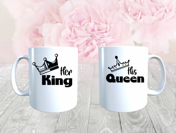 Her King His Queen Mr and Mrs Mugs Set Cups Newlyweds Couples Wedding Day Gifts - main product image