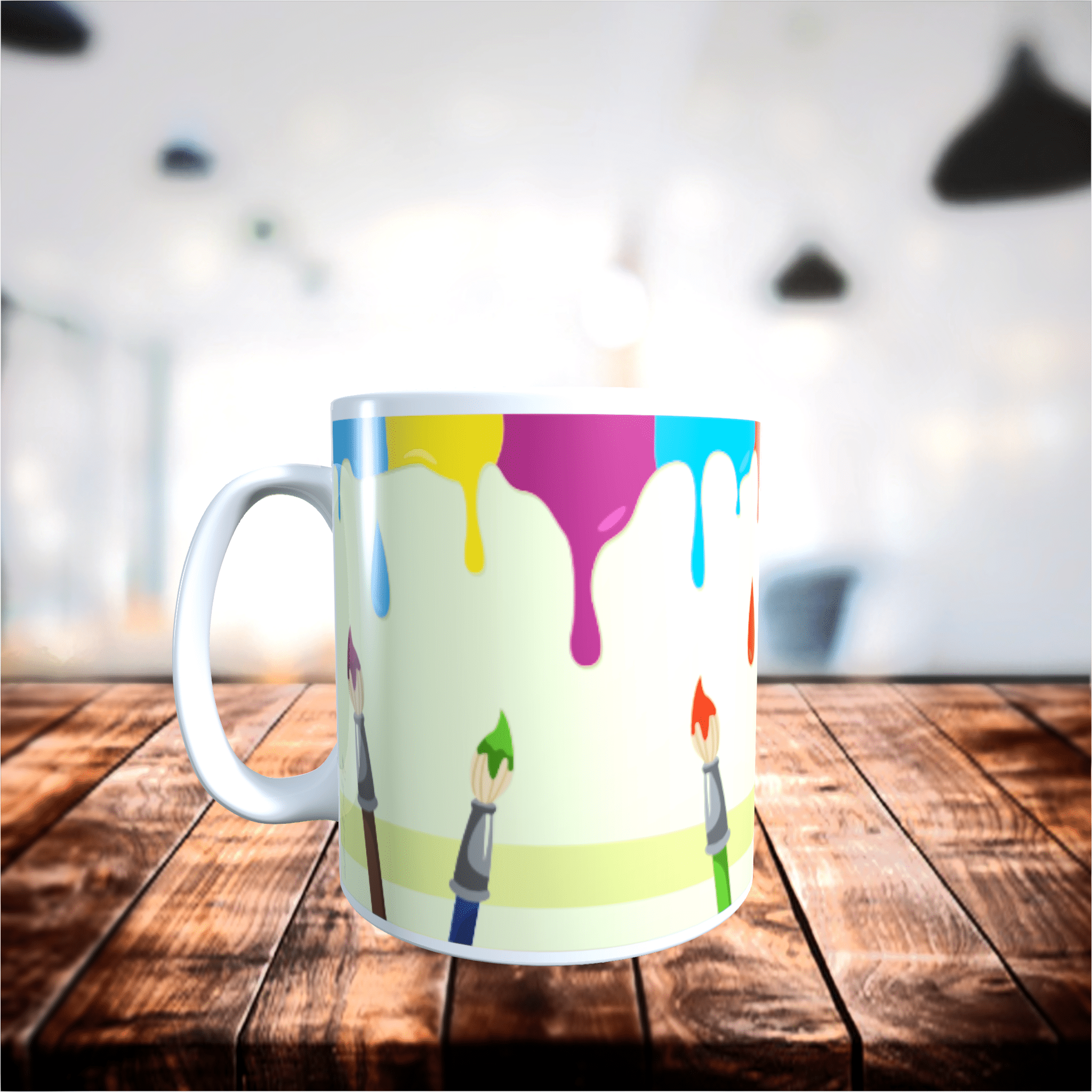 Colorful Dripping Paint with Paintbrush Painting Crafter’s Artist Gift Mug 11oz - main product image