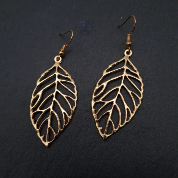 Gold Leaf Earrings Gold Dangle Earrings - product image 5