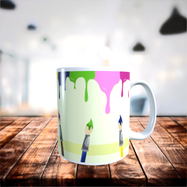 Colorful Dripping Paint with Paintbrush Painting Crafter’s Artist Gift Mug 11oz - product image 2