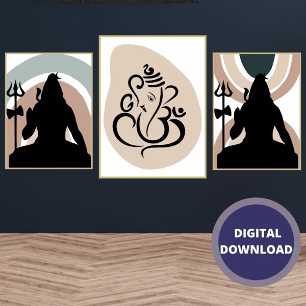 Set of 3 Ganesh and Shiva Instant Download prints puja wall art – DIGITAL DOWNLOAD FILE ONLY - product image 4