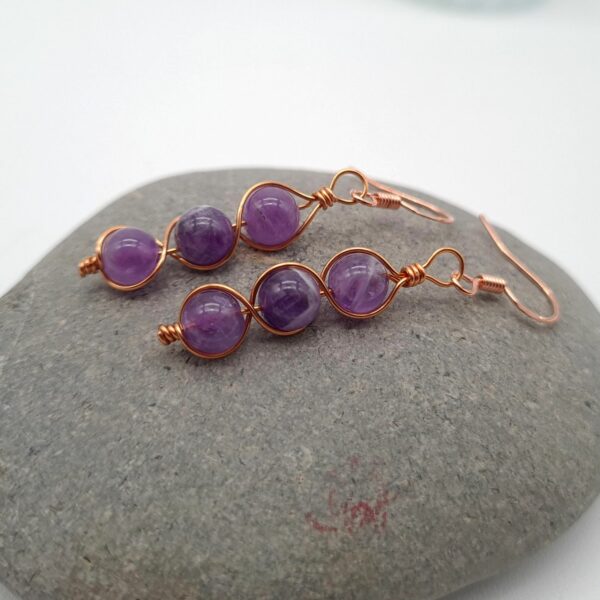 Light Amethyst Copper Earrings Gift for Her, Gift for Anniversary, Copper Dangle Earrings - product image 5