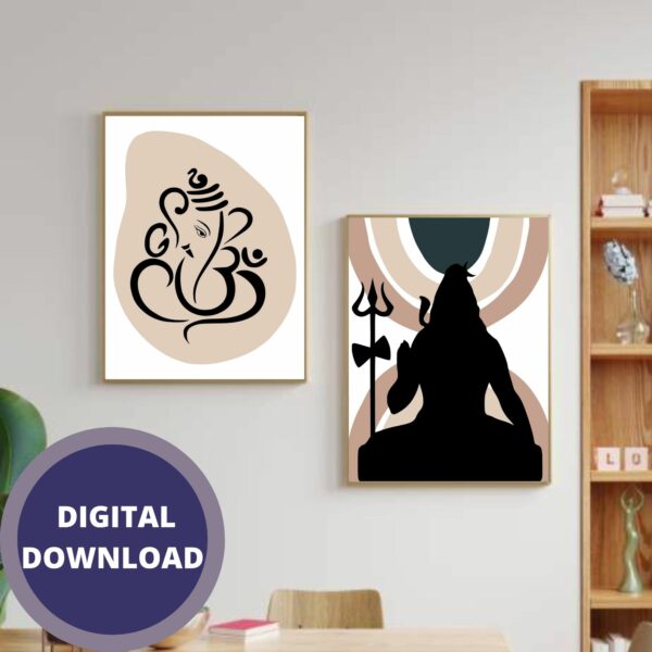 Set of 3 Ganesh and Shiva Instant Download prints puja wall art – DIGITAL DOWNLOAD FILE ONLY - product image 3