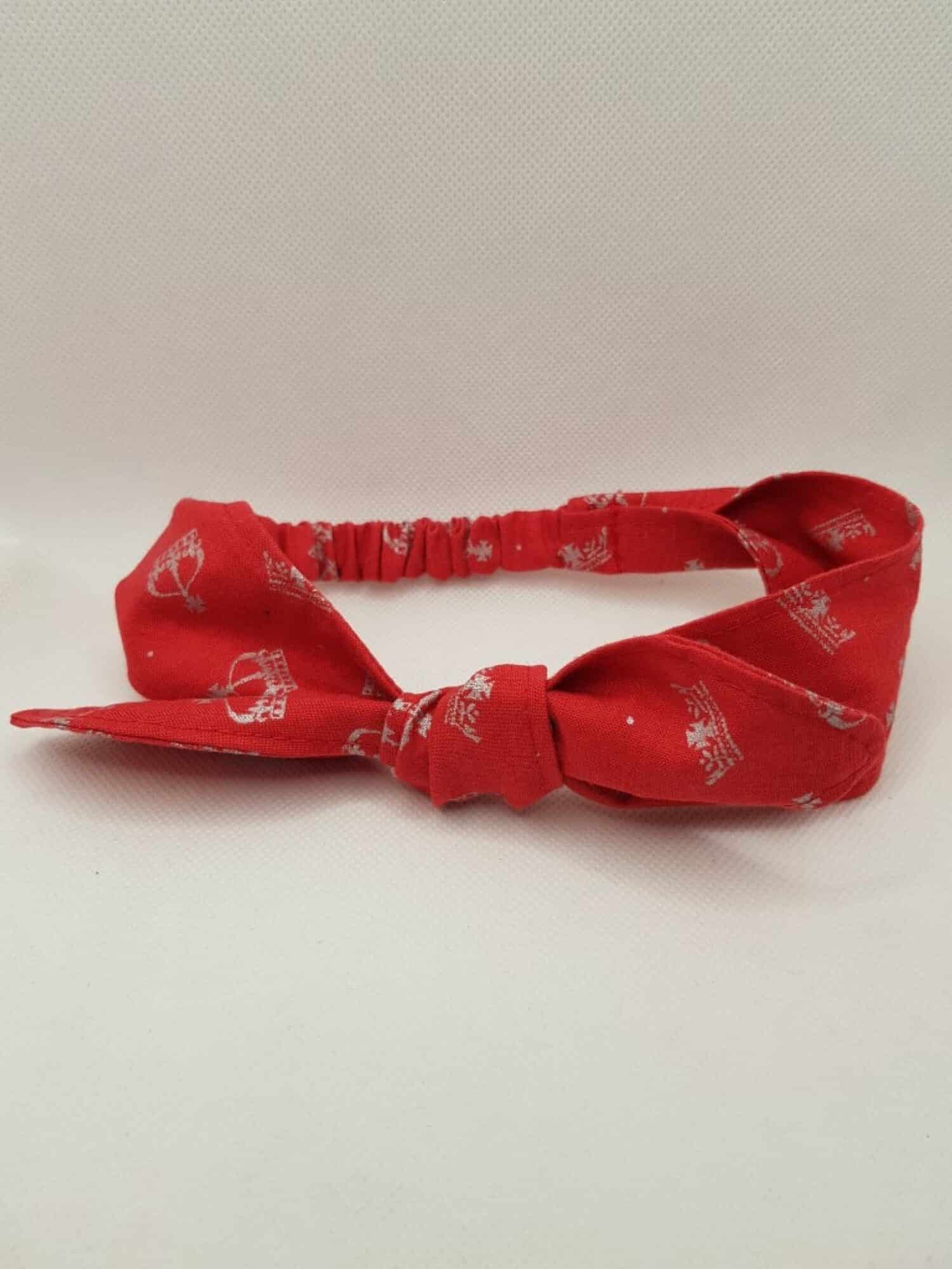 Bunny Headband 6-18mths: red with silver crowns - main product image