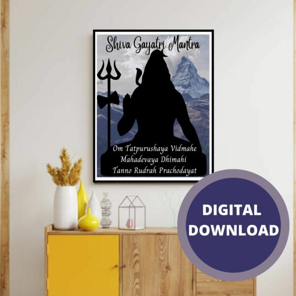 Shiva Silhouette Gayatri Mantra Auspicious PDF Simple Abstract Puja Boho Art Print – DIGITAL DOWNLOAD FILE ONLY - product image 3