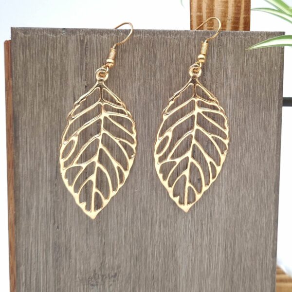 Gold Leaf Earrings Gold Dangle Earrings - product image 3