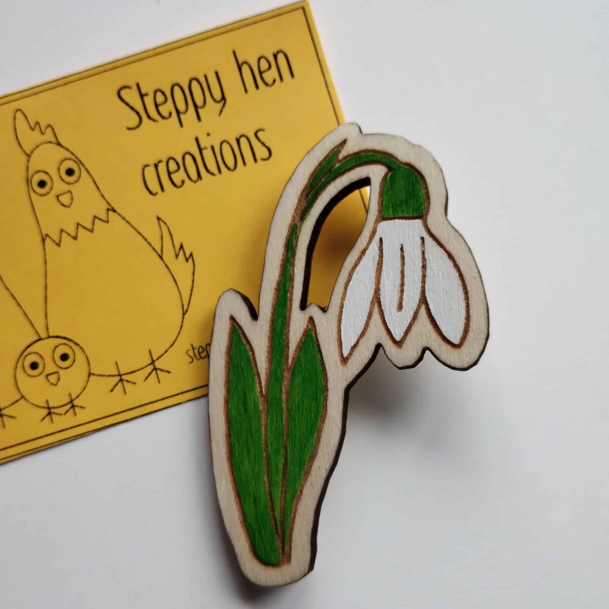 Snowdrop brooch or fridge magnet | hand painted - main product image