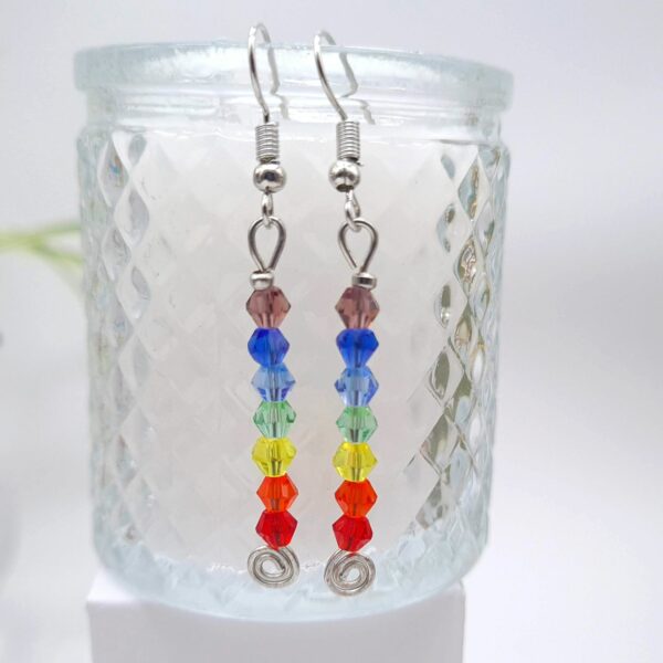 Handcrafted Rainbow Dangle Silver Earrings - product image 3