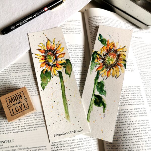 Handpainted Watercolour Sunflower Bookmark - product image 2