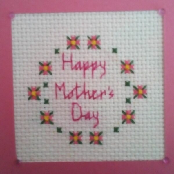 Happy Mother’s Day, Cross Stitch Card, Mother’s Day Card, Mothering Sunday Card – Pink - product image 3