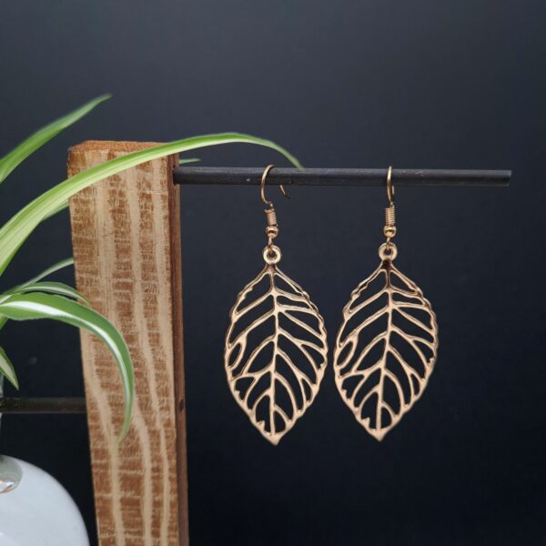 Gold Leaf Earrings Gold Dangle Earrings - main product image