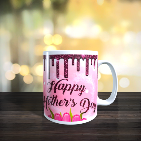 Happy Mother’s Day Glitter & Flowers Design Pink Gift Mug 11oz - product image 2