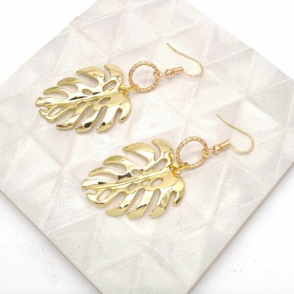 Gold Monsterra Earrings Leaf Dangle Earrings - product image 5