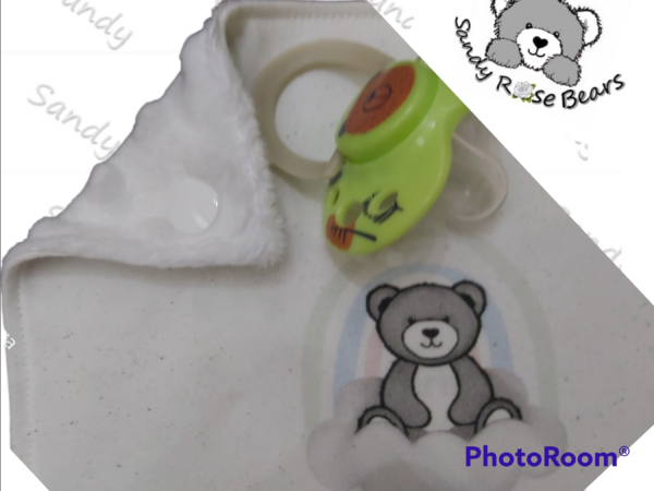 Handmade teddy bear snuggler with dummy corner clip - product image 5