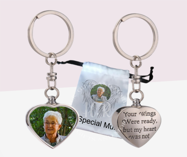 Personalised Memory Urn Key Ring with Kit and Personalised Satin Pouch - main product image