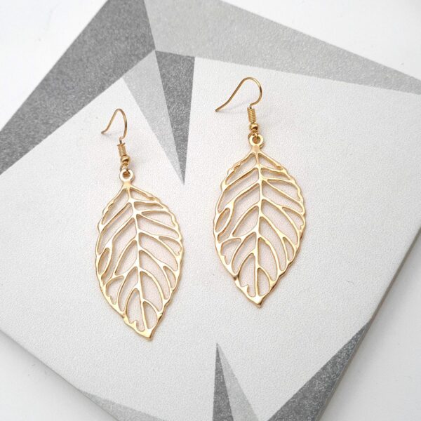 Gold Leaf Earrings Gold Dangle Earrings - product image 2