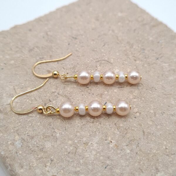 Dainty Handcrafted Earrings Faux Pearl White Bead Dangle Earrings - product image 5