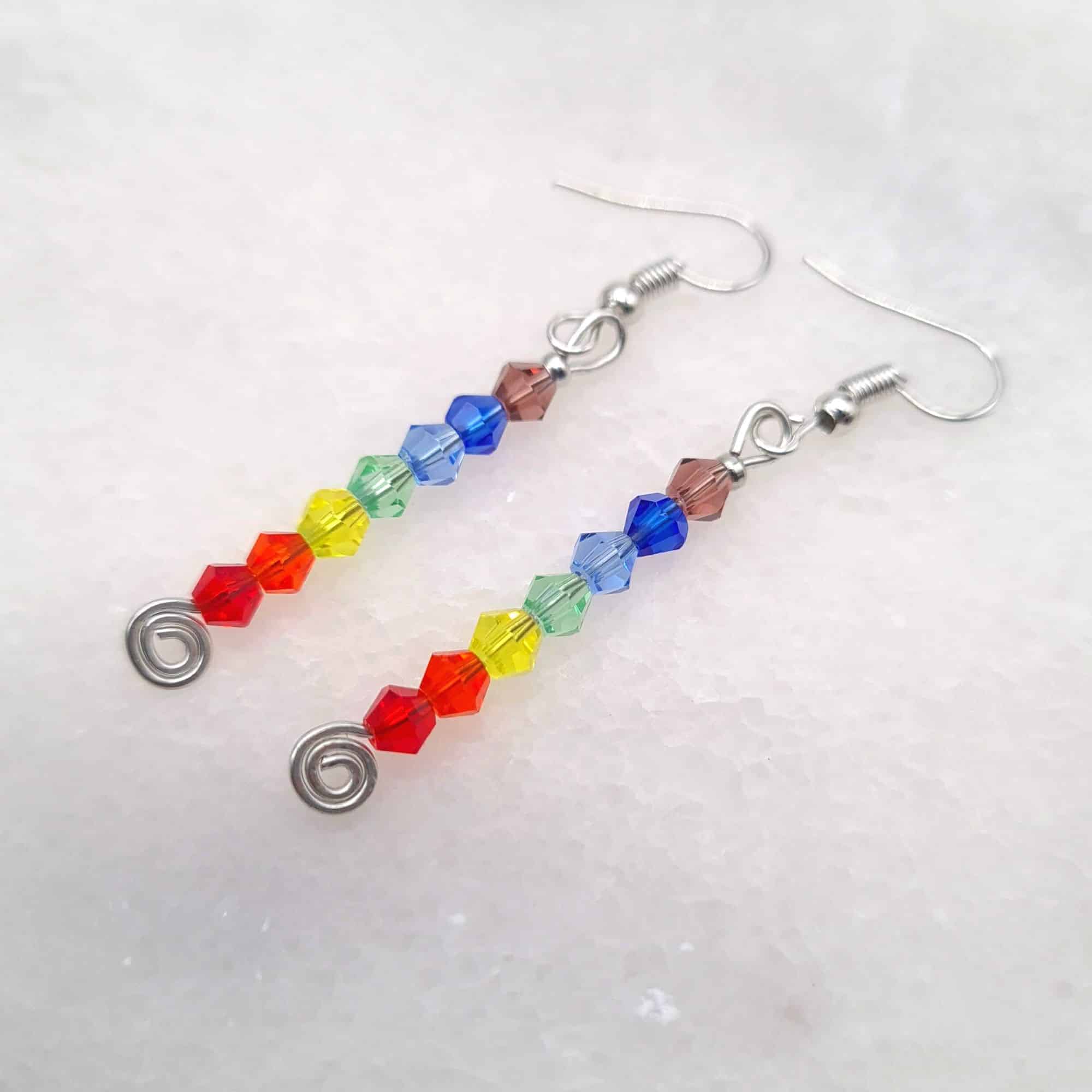 Handcrafted Rainbow Dangle Silver Earrings - main product image