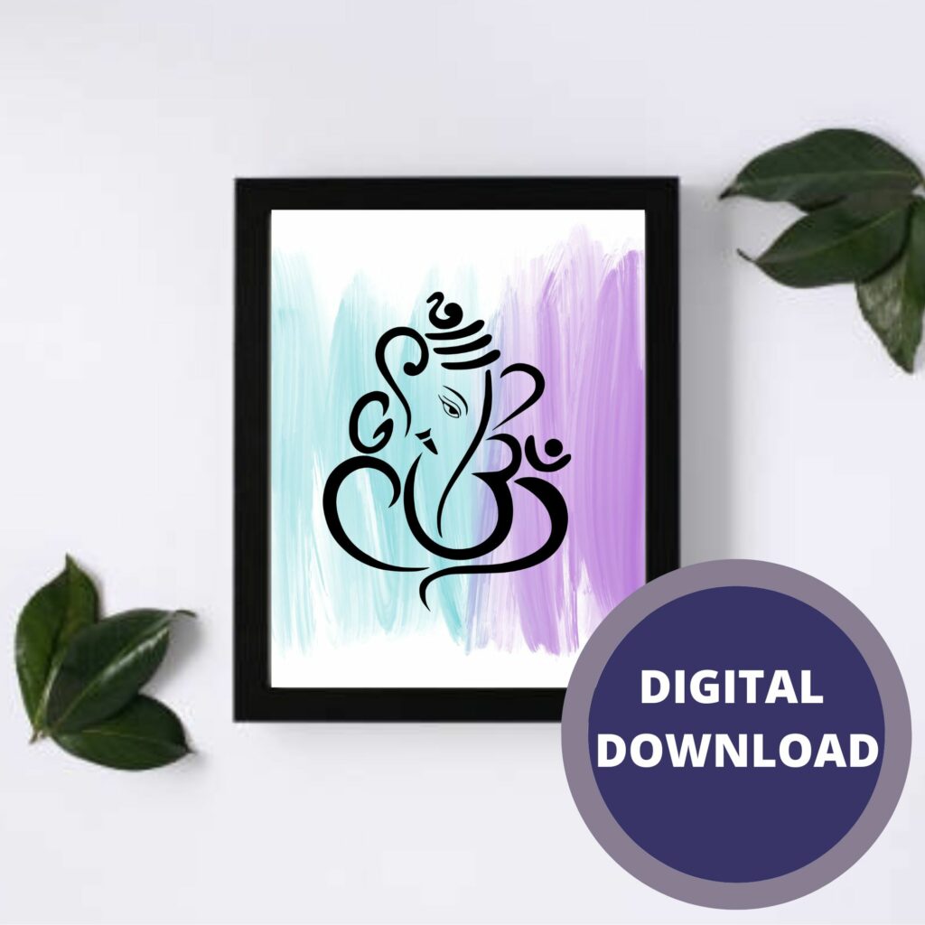 Ganesh Simple Modern Art PDF Instant Download Puja – DIGITAL DOWNLOAD FILE ONLY