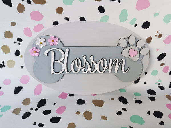 Personalised Dog Puppy Pet Name Wooden Plaque Sign Paw Print Bone Decoration Gift - product image 3