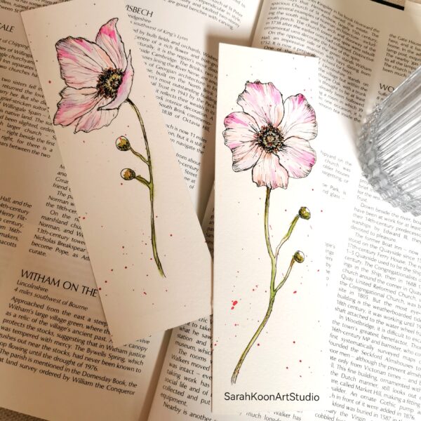 Handpainted Watercolour Anemone Bookmark - product image 2