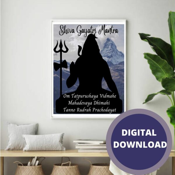 Shiva Silhouette Gayatri Mantra Auspicious PDF Simple Abstract Puja Boho Art Print – DIGITAL DOWNLOAD FILE ONLY - product image 2