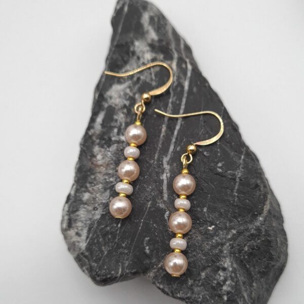 Dainty Handcrafted Earrings Faux Pearl White Bead Dangle Earrings - product image 4