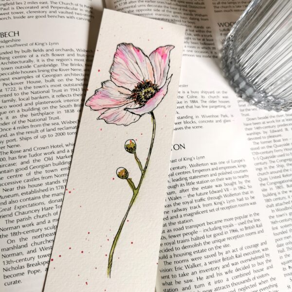 Handpainted Watercolour Anemone Bookmark - product image 3