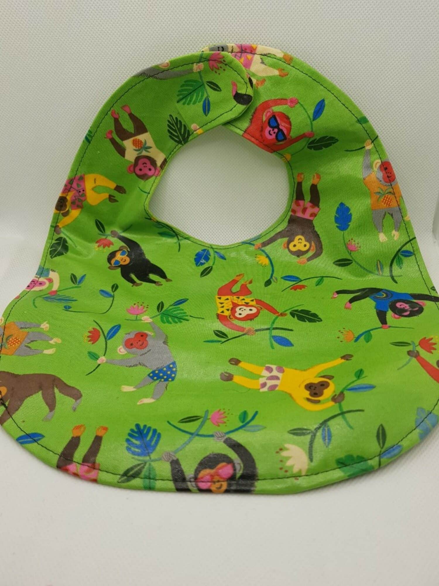 Toddler Bib ( 1-4 years) ‘Monkin’ Around’ (green) - main product image