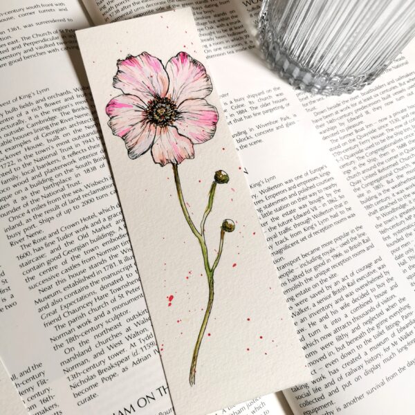 Handpainted Watercolour Anemone Bookmark - product image 4