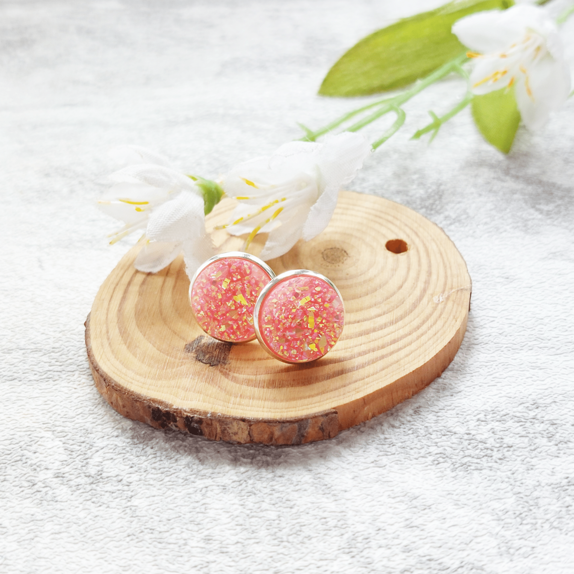 Pink Faux Druzy Earrings - main product image