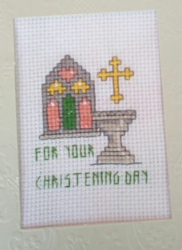 Christening Day Card, Cross Stitch, Green - product image 3