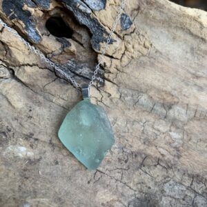 Sea glass and silver necklace