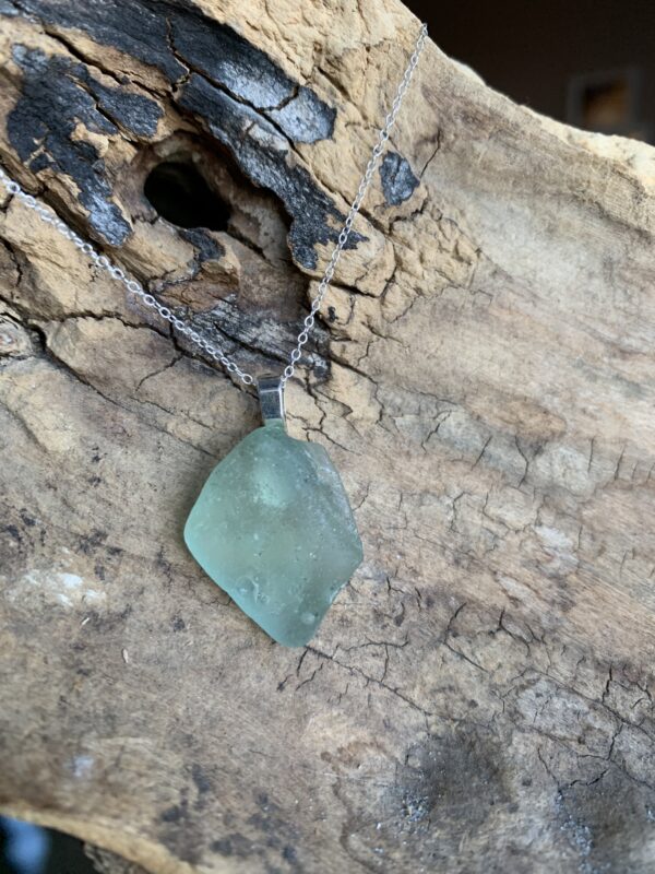 Sea glass and silver necklace - main product image