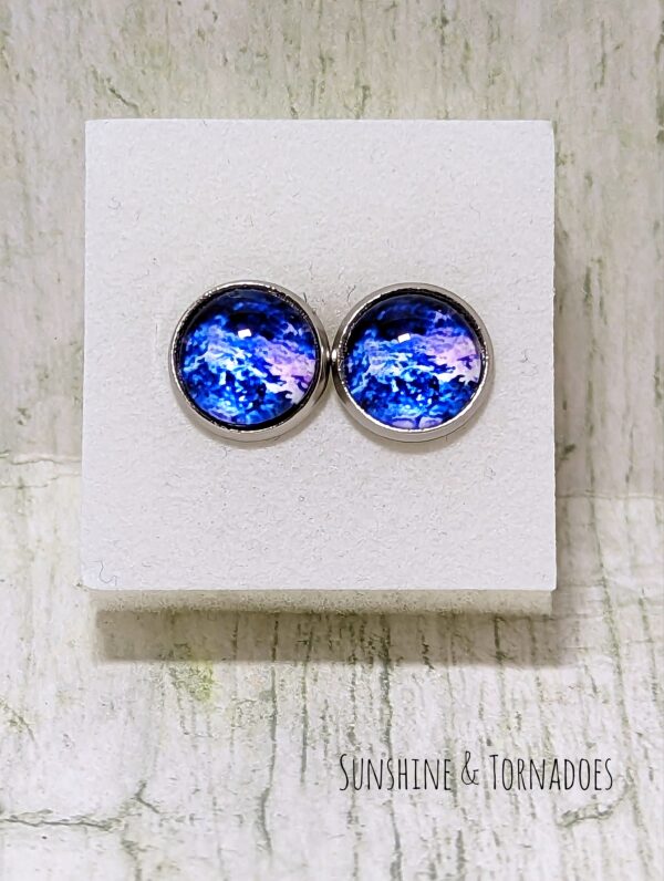 10mm Glass Cabochon Stud Earrings – Cosmic Storm - product image 5