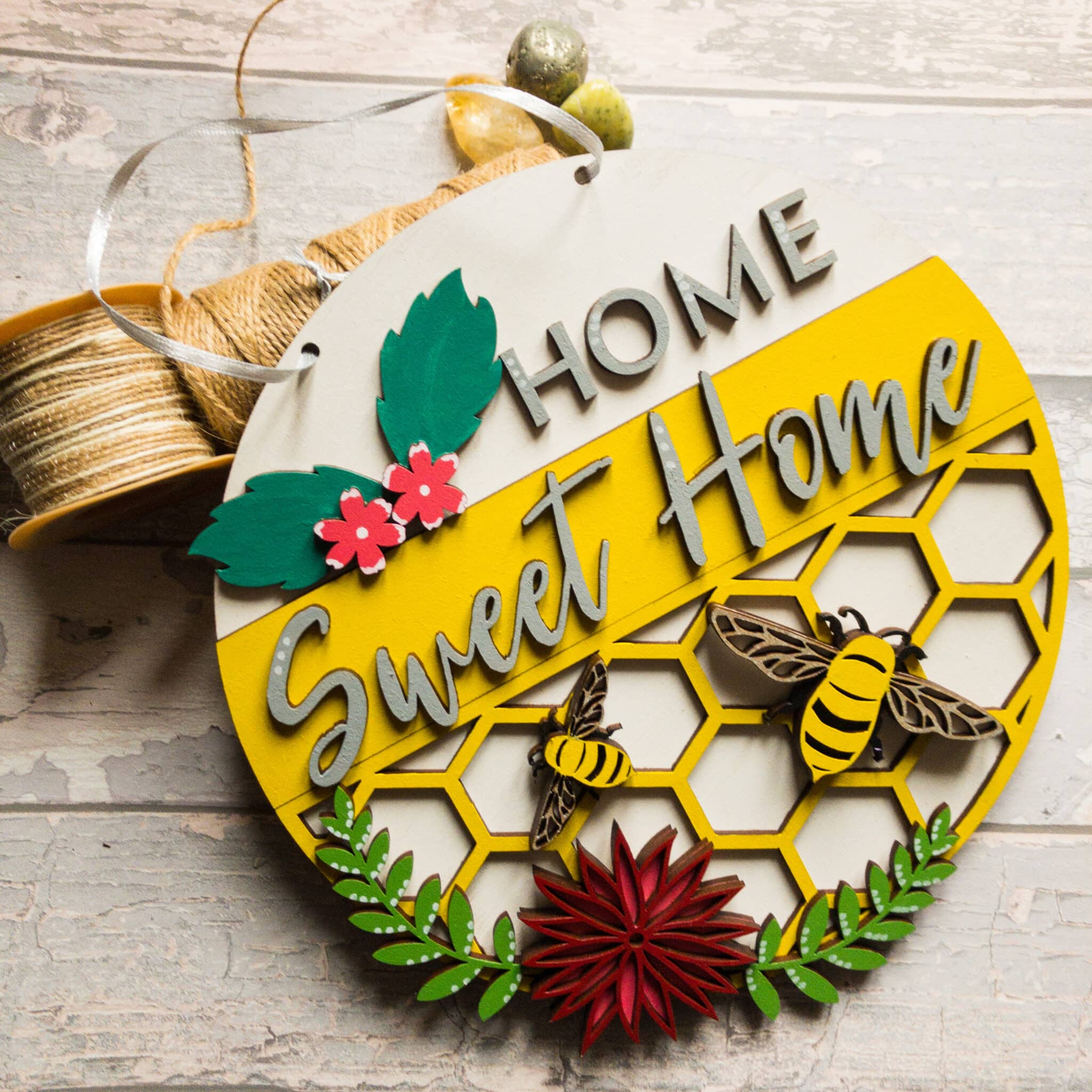 Home Sweet Home Bee Themed Sign - main product image