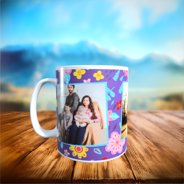 Personalised Photo Mug Purple Floral family friends Wedding anniversary 11oz NEW - product image 3