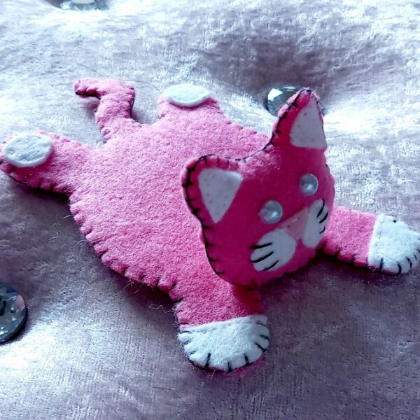 Felt pink handmade cute kitty cat coaster/decoration - product image 2